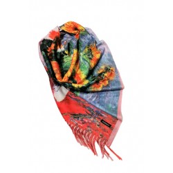 Esarfa casmir cu print floral, floarea soarelui
