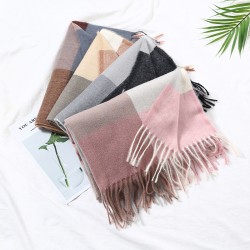Esarfa casmir multicolora, fular lung cu franjuri