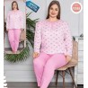 Pijama roz dama, bumbac, marimi mari