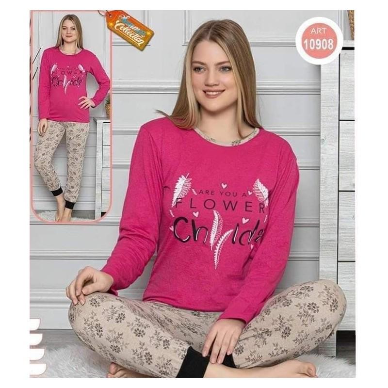 Pijama dama, bumbac, model pene