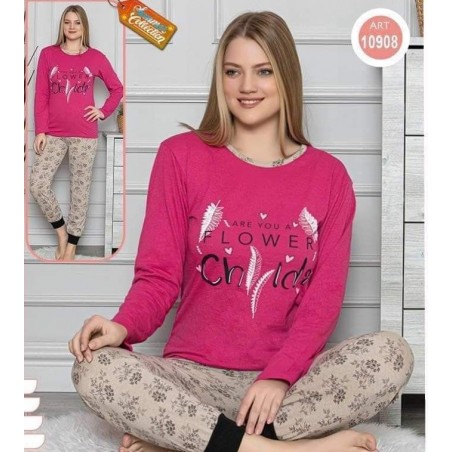 Pijama dama, bumbac, model pene