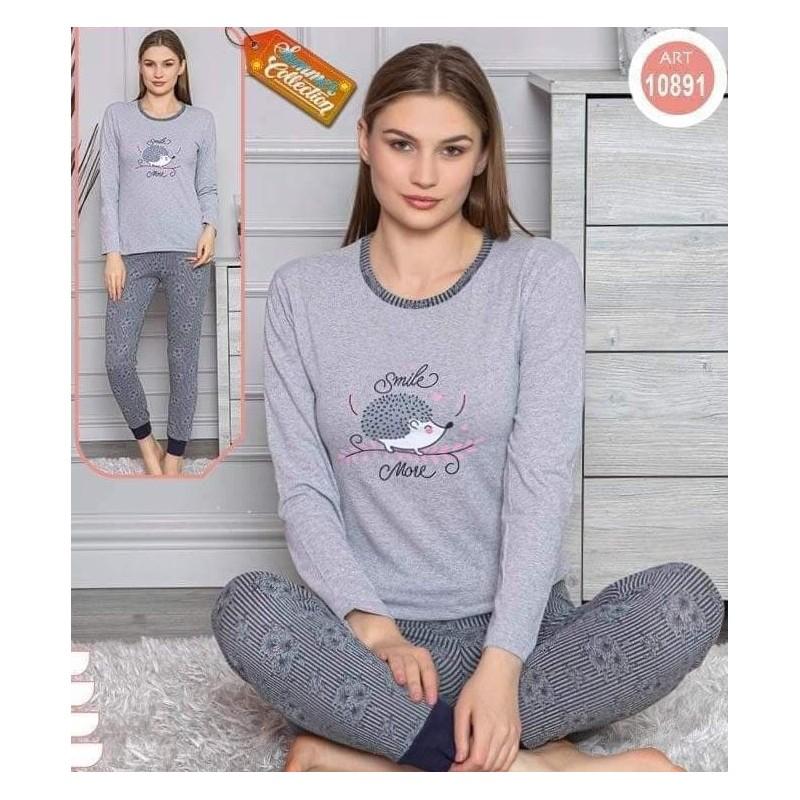 Pijama dama, bumbac, model cu arici