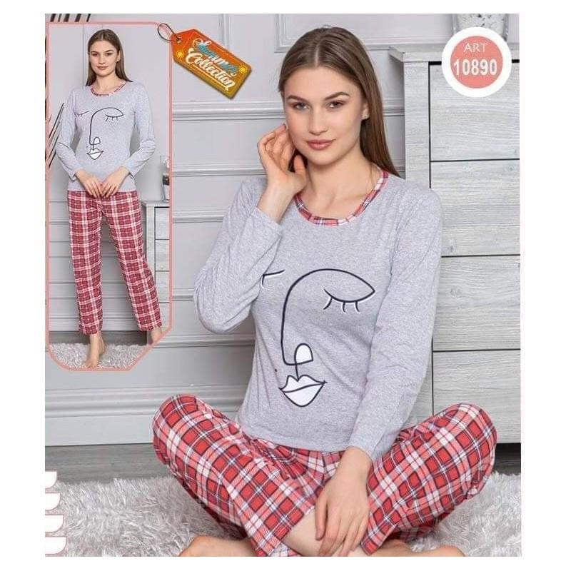 Pijama dama, bumbac, model cu chip feminin