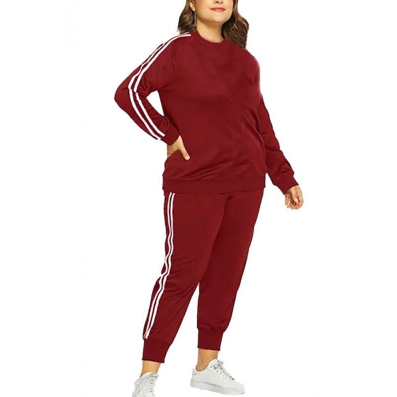 Trening dama Sport & Fit, marimi mari,visiniu, bumbac