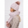 Set tricotat cu fular si caciula Pink Melange