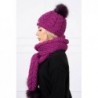 Set tricotat cu fular si caciula Dark Fucsia