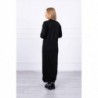 Cardigan lung subtire negru cu cordon