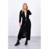 Cardigan lung subtire negru cu cordon