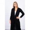 Cardigan lung subtire negru cu cordon