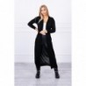 Cardigan lung subtire negru cu cordon