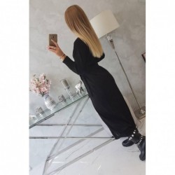 Cardigan lung subtire negru cu cordon