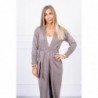 Cardigan lung subtire capuccino cu cordon