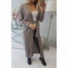 Cardigan lung subtire capuccino cu cordon