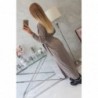 Cardigan lung subtire capuccino cu cordon