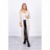 Cardigan lung subtire beige cu cordon