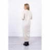 Cardigan lung subtire beige cu cordon