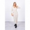 Cardigan lung subtire beige cu cordon