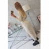 Cardigan lung subtire beige cu cordon