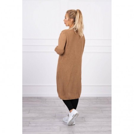 Cardigan camel lung tricotat