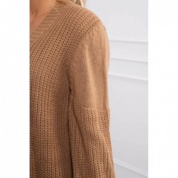 Cardigan camel lung tricotat