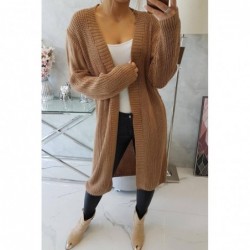 Cardigan camel lung tricotat