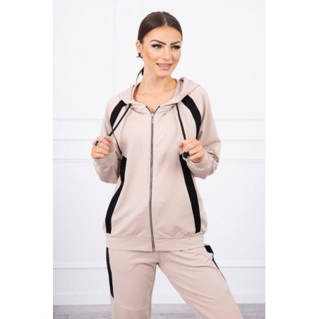 Trening 90% bumbac bej Cotton Stripe cu fermoar Trening 90% bumbac bej Cotton Stripe cu fermoar