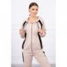Trening 90% bumbac bej Cotton Stripe cu fermoar
