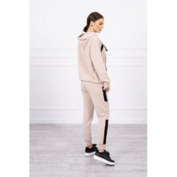 Trening 90% bumbac bej Cotton Stripe cu fermoar