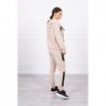 Trening 90% bumbac bej Cotton Stripe cu fermoar