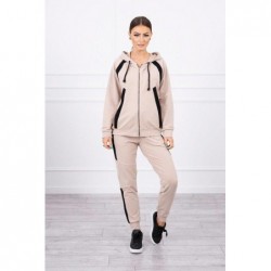 Trening 90% bumbac bej Cotton Stripe cu fermoar