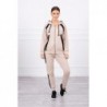 Trening 90% bumbac bej Cotton Stripe cu fermoar