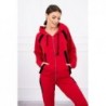 Trening 90% bumbac rosu Cotton Stripe cu fermoar