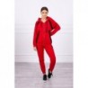 Trening 90% bumbac rosu Cotton Stripe cu fermoar