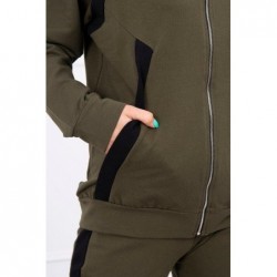 Trening 90% bumbac kaki Cotton Stripe cu fermoar