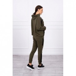 Trening 90% bumbac kaki Cotton Stripe cu fermoar