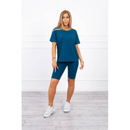 Compleu bleu 90%bumbac pantaloni 3/4 si tricou Compleu bleu 90%bumbac pantaloni 3/4 si tricou