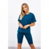 Compleu bleu 90%bumbac pantaloni 3/4 si tricou