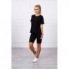 Compleu negru bumbac pantaloni 3/4 si tricou