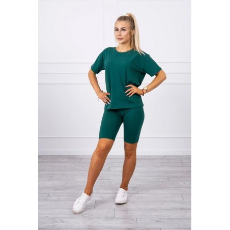 Compleu verde smarald bumbac pantaloni 3/4 si tricou Compleu verde smarald bumbac pantaloni 3/4 si tricou