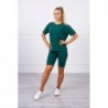Compleu verde smarald bumbac pantaloni 3/4 si tricou