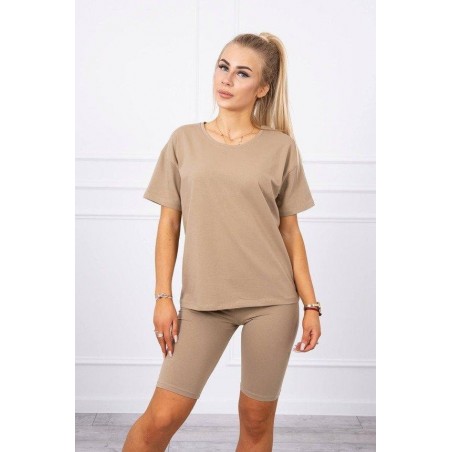 Compleu capuccino bumbac pantaloni 3/4 si tricou