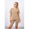 Compleu capuccino bumbac pantaloni 3/4 si tricou