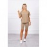 Compleu capuccino bumbac pantaloni 3/4 si tricou