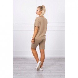 Compleu capuccino bumbac pantaloni 3/4 si tricou