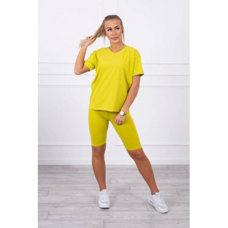 Compleu kiwi bumbac pantaloni 3/4 si tricou
