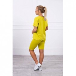 Compleu kiwi bumbac pantaloni 3/4 si tricou