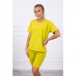 Compleu kiwi bumbac pantaloni 3/4 si tricou
