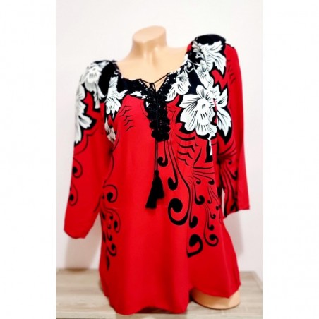 Bluza tip ie cu imprimeu floral exotic