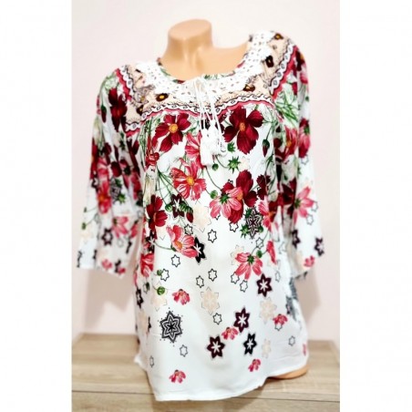 Bluza tip ie cu imprimeu floral si stelute